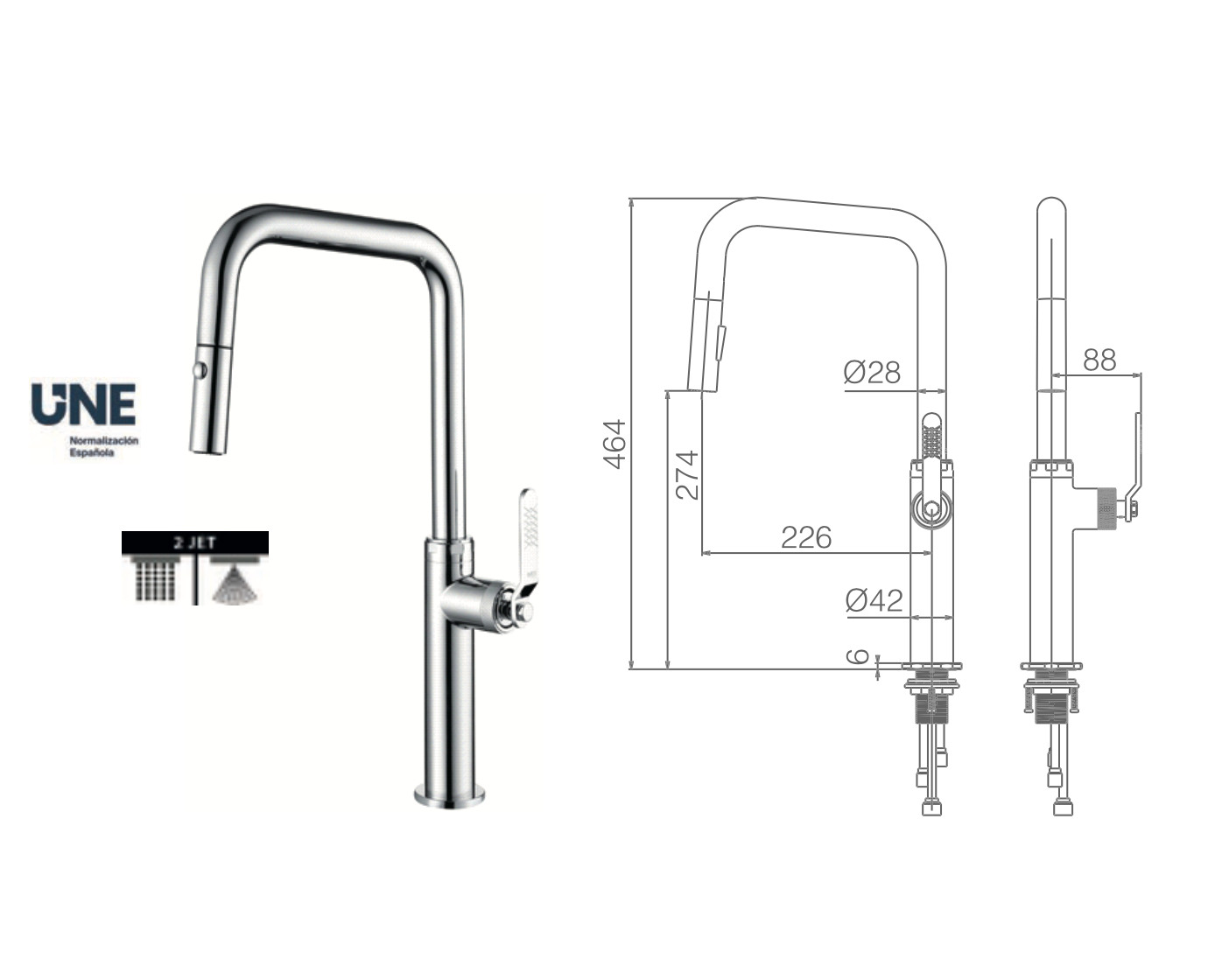 Imex Niza chrome pull-out single-lever kitchen faucet