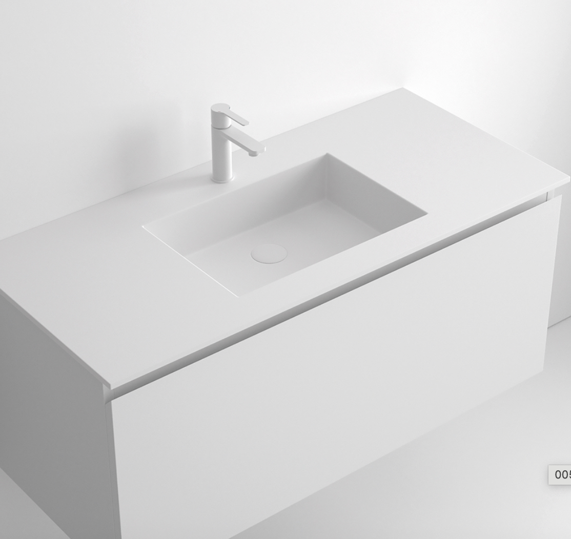 imagen encimera con lavabo encastrado Polaris blanco mate