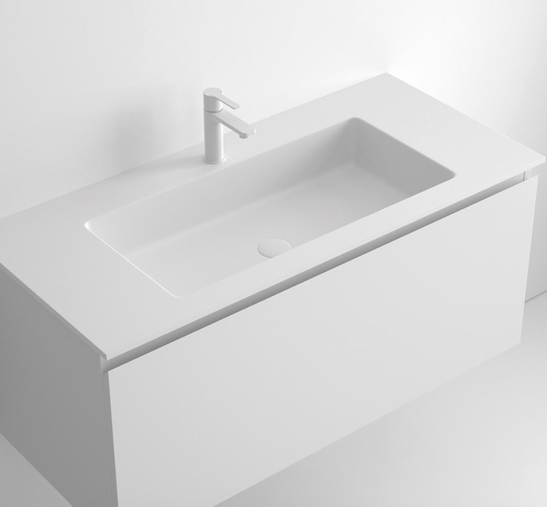 imagen encimera con lavabo encastrado Osa blanco mate