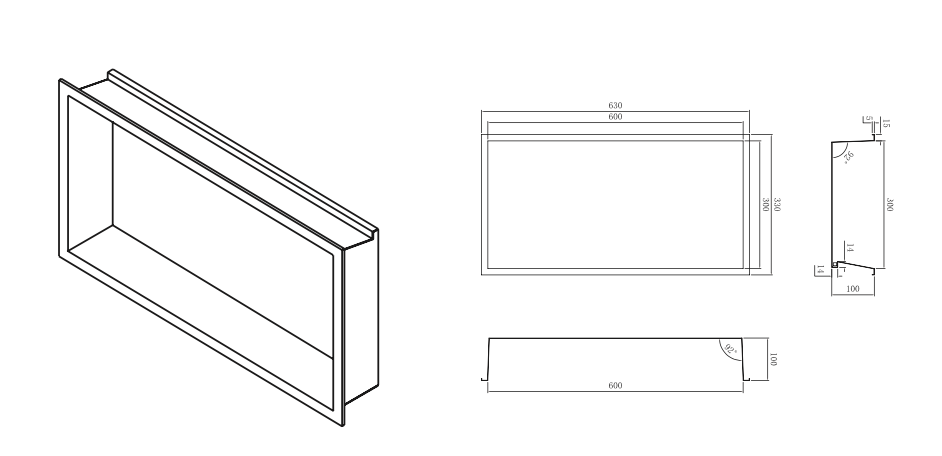Oceanic 63x33cm Horizontal Recessed Niche with LED Light - Premium Stainless Steel