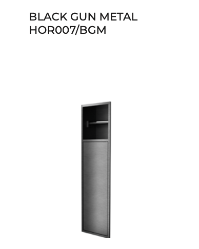 Egean 17x60cm Vertical Recessed Niche with Door for Toilet Brush Holder and Toilet Roll Holder - Stainless Steel