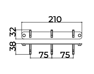 Percha Triple Nova | Acero Inox 304 | 6 Acabados | Medimex