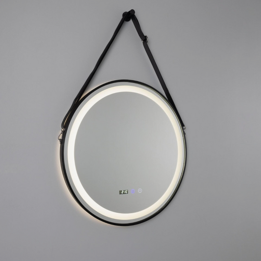 Espejo de Baño Redondo LED Sines Marco Negro IP44 60cm – Mullan Lighting