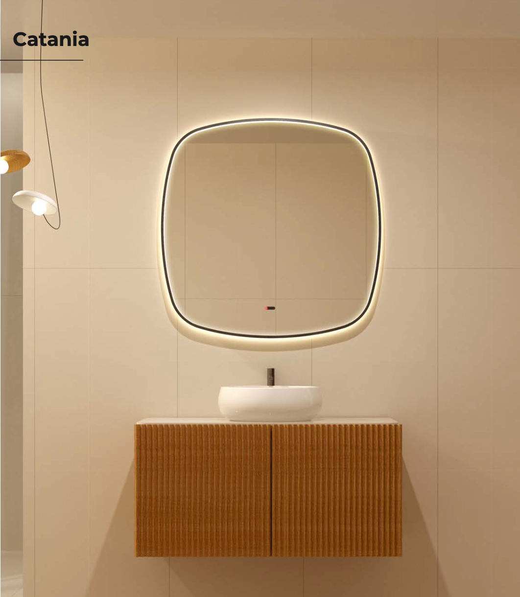 Espejo LED Baño Cuadrado Catania | Bordes Redondeados | Ledimex