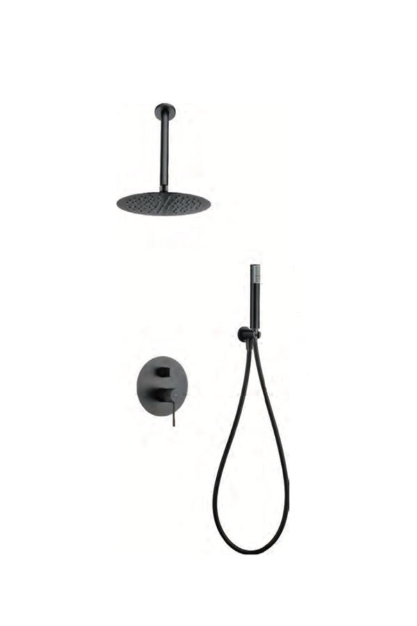 Black gun metal Top built-in single-lever shower set by Imex 