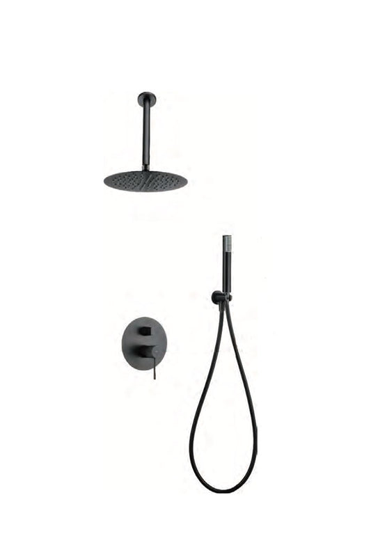 Black gun metal Top built-in single-lever shower set by Imex 
