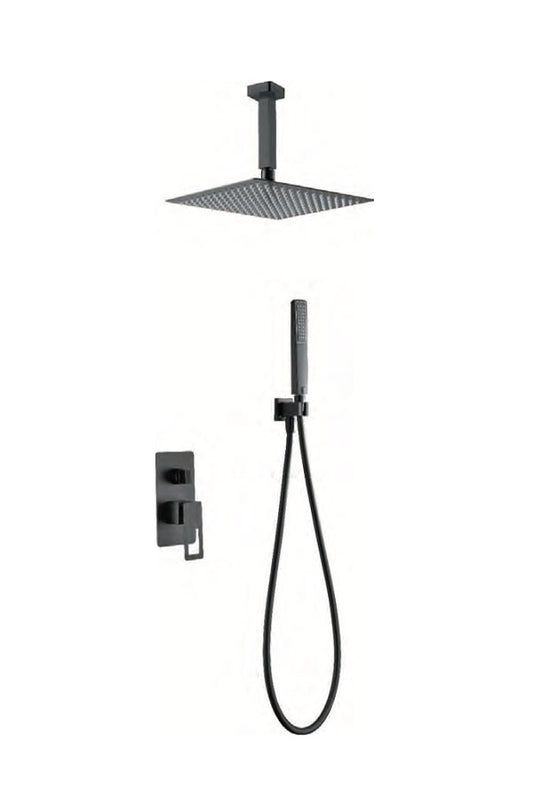 Stockholm Matte Black Recessed Single Handle Shower Set by Imex