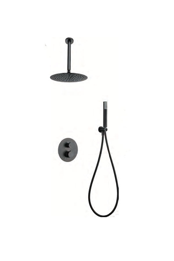 Black gun metal Top built-in thermostatic shower set by Imex 