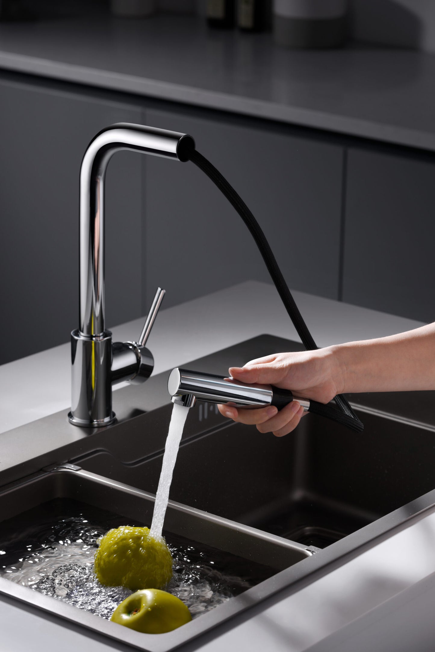 Imex Malta chrome pull-out single-lever kitchen faucet