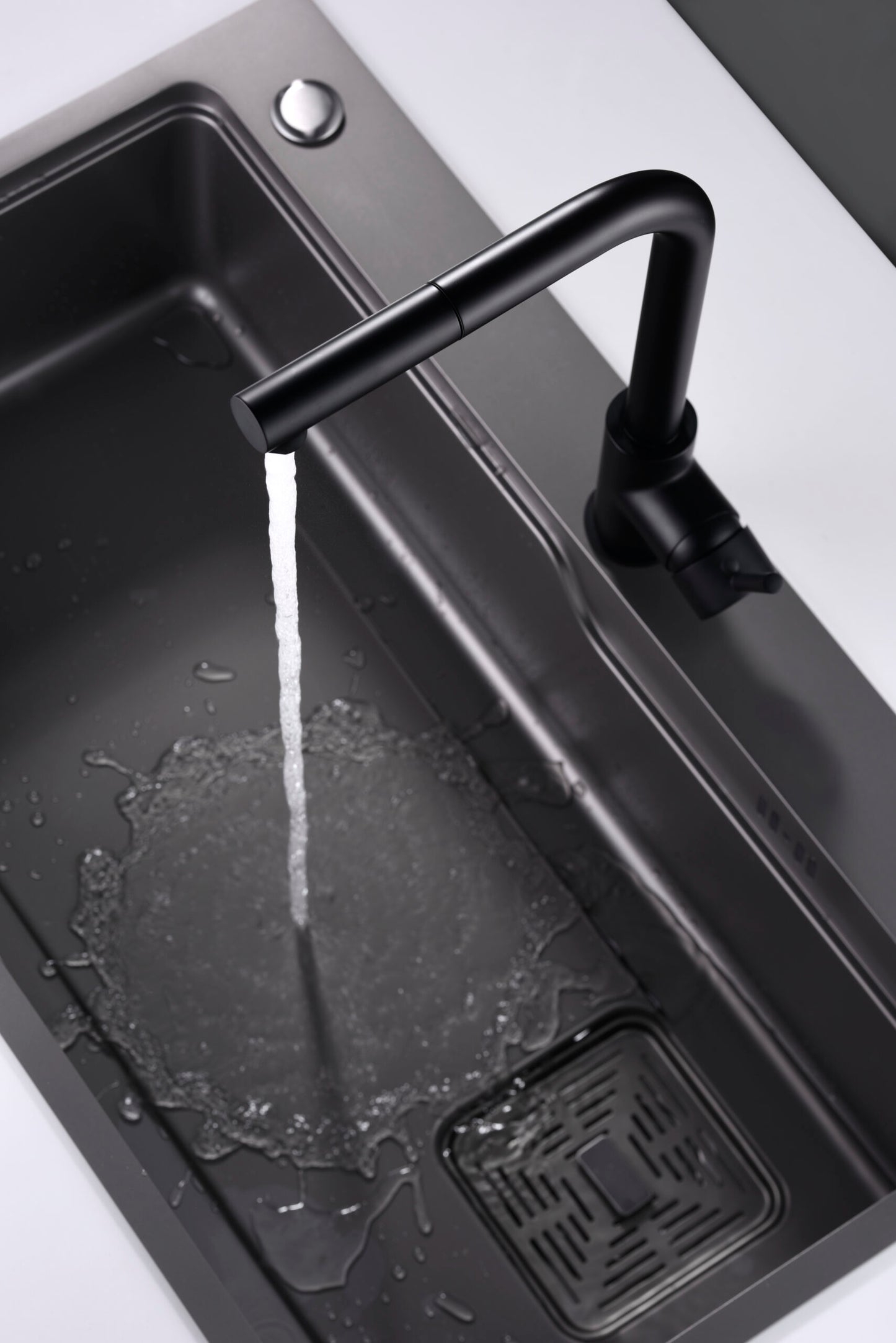 Imex Malta matte black pull-out single-lever kitchen faucet