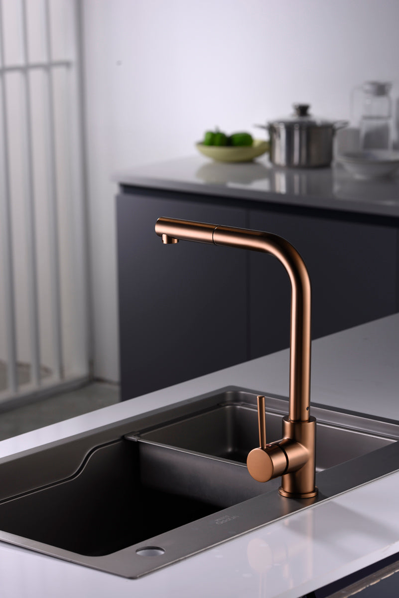 Imex Malta brushed rose gold pull-out single-lever kitchen faucet