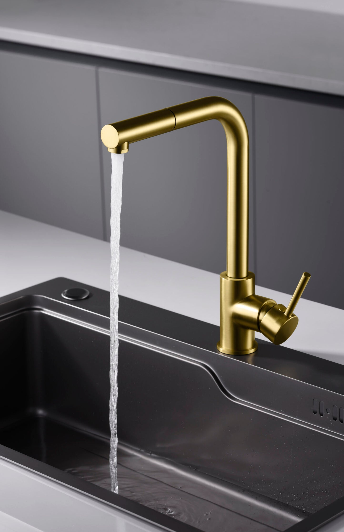 Imex Malta brushed gold pull-out single-lever kitchen faucet