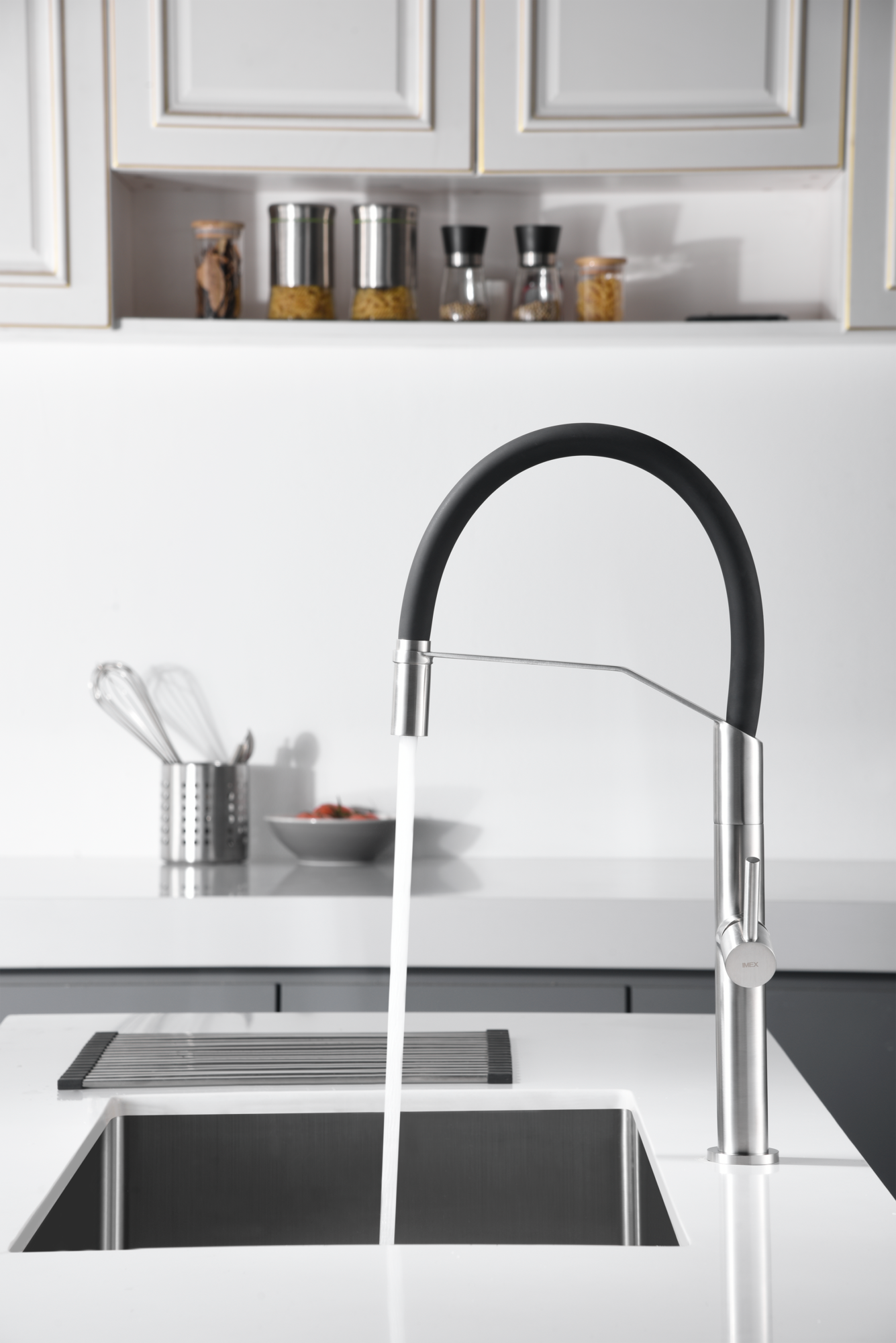 Robinet de cuisine flexible à levier unique en acier S.316 Imex Deva