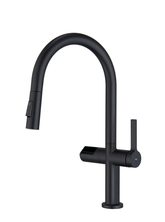 Imex Turin matte black pull-out single-lever kitchen faucet with sensor