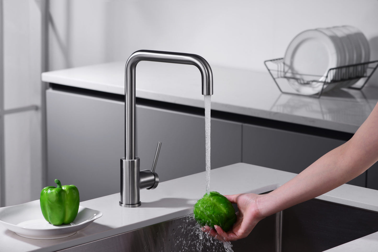 Loira black gun metal single-lever kitchen faucet by Imex