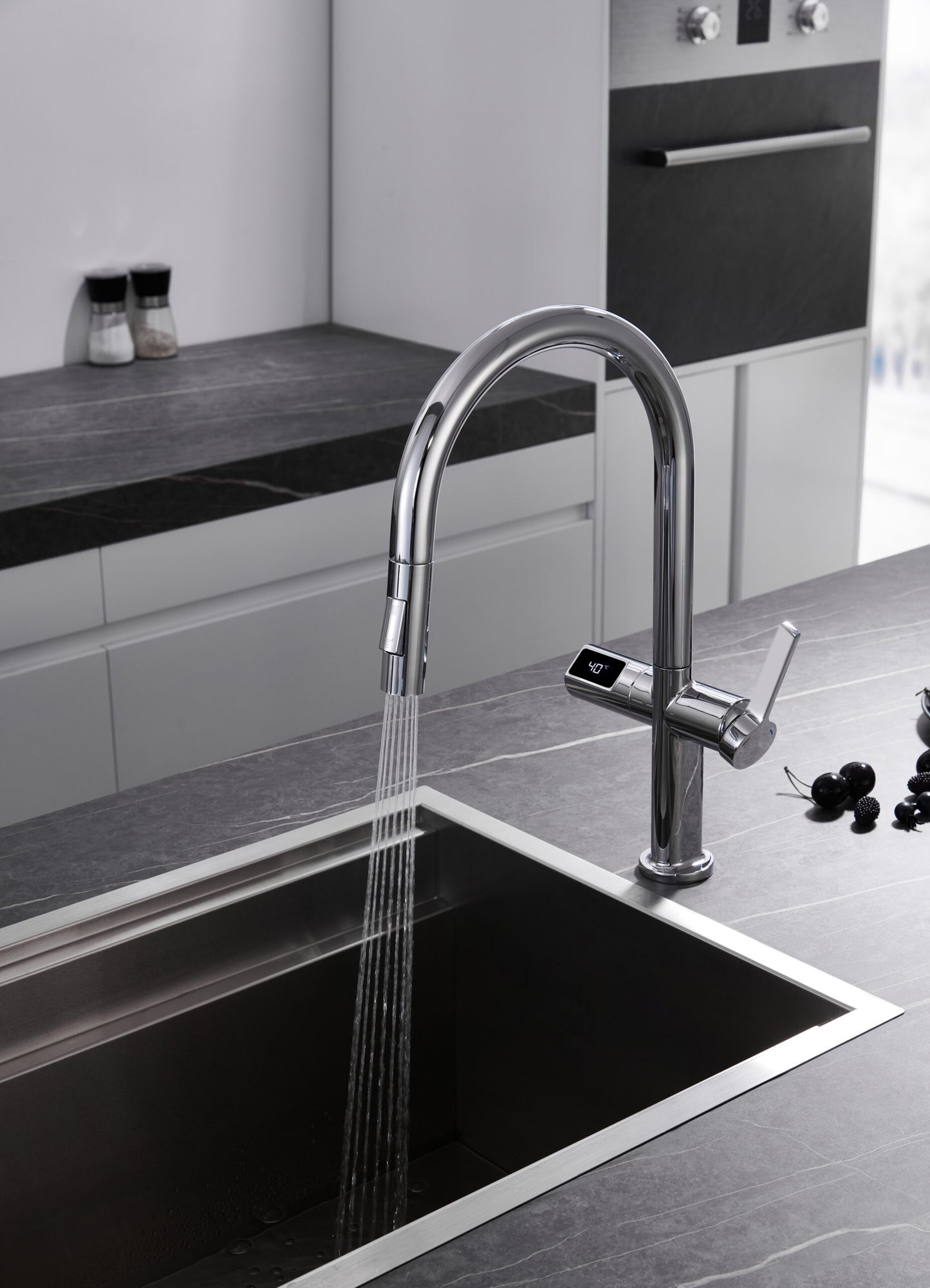 Robinet de cuisine extractible chromé Imex Turin avec capteur