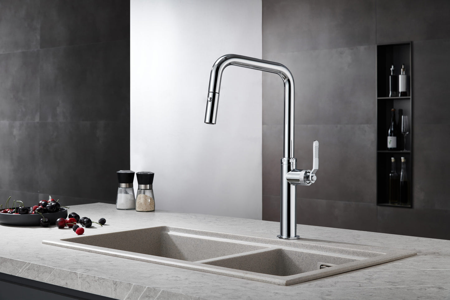 Imex Niza chrome pull-out single-lever kitchen faucet
