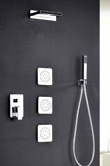 Conjunto ducha monomando empotrado cromado Formentera de Imex