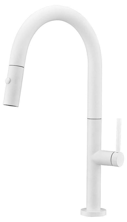 Imex Samoa matte white pull-out single-lever kitchen faucet