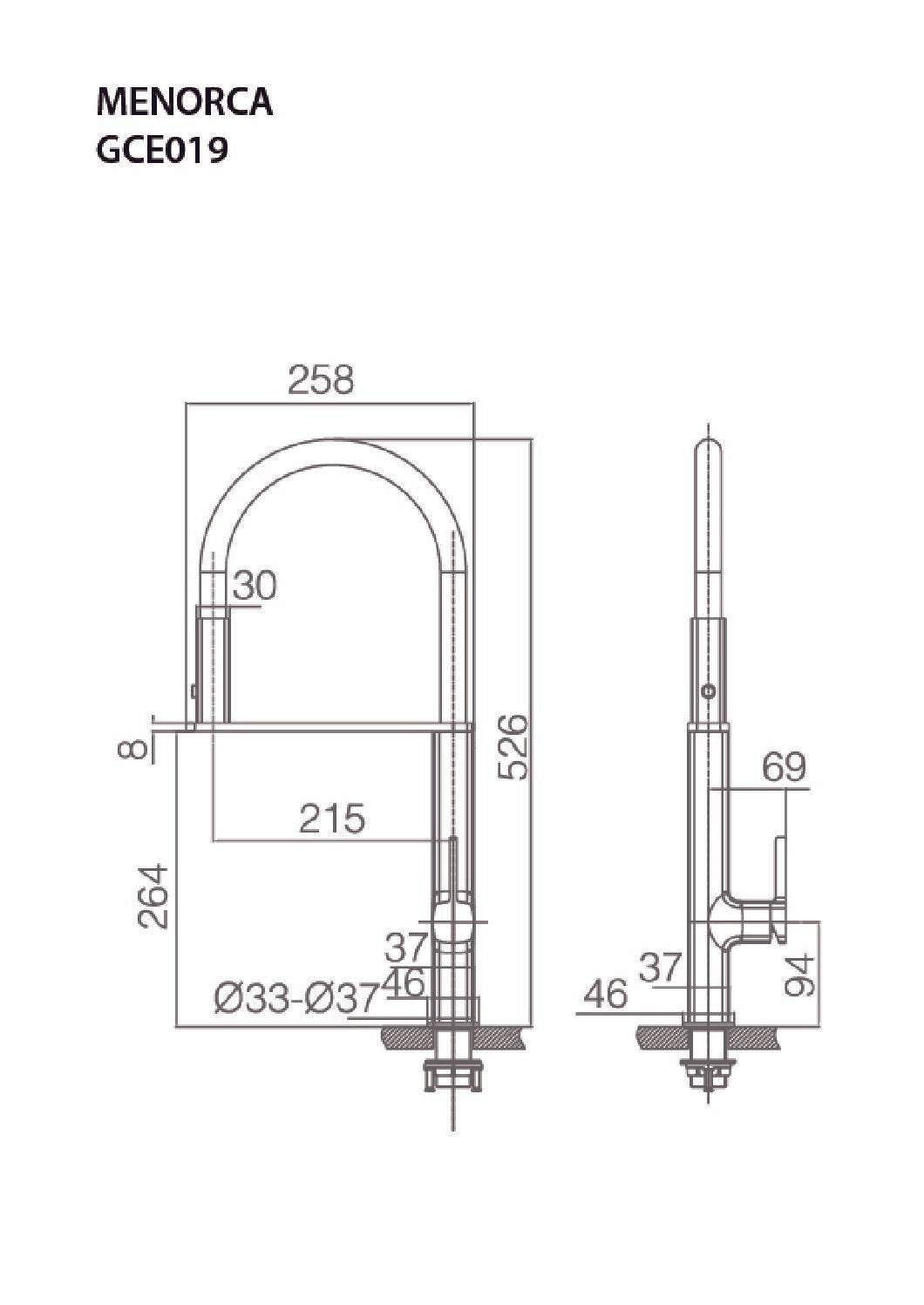 Robinet de cuisine flexible à levier unique noir mat Imex Menorca