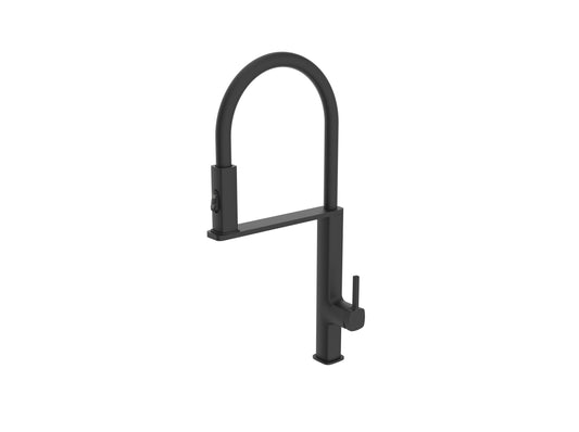 Imex Menorca matte black flexible single-lever kitchen faucet