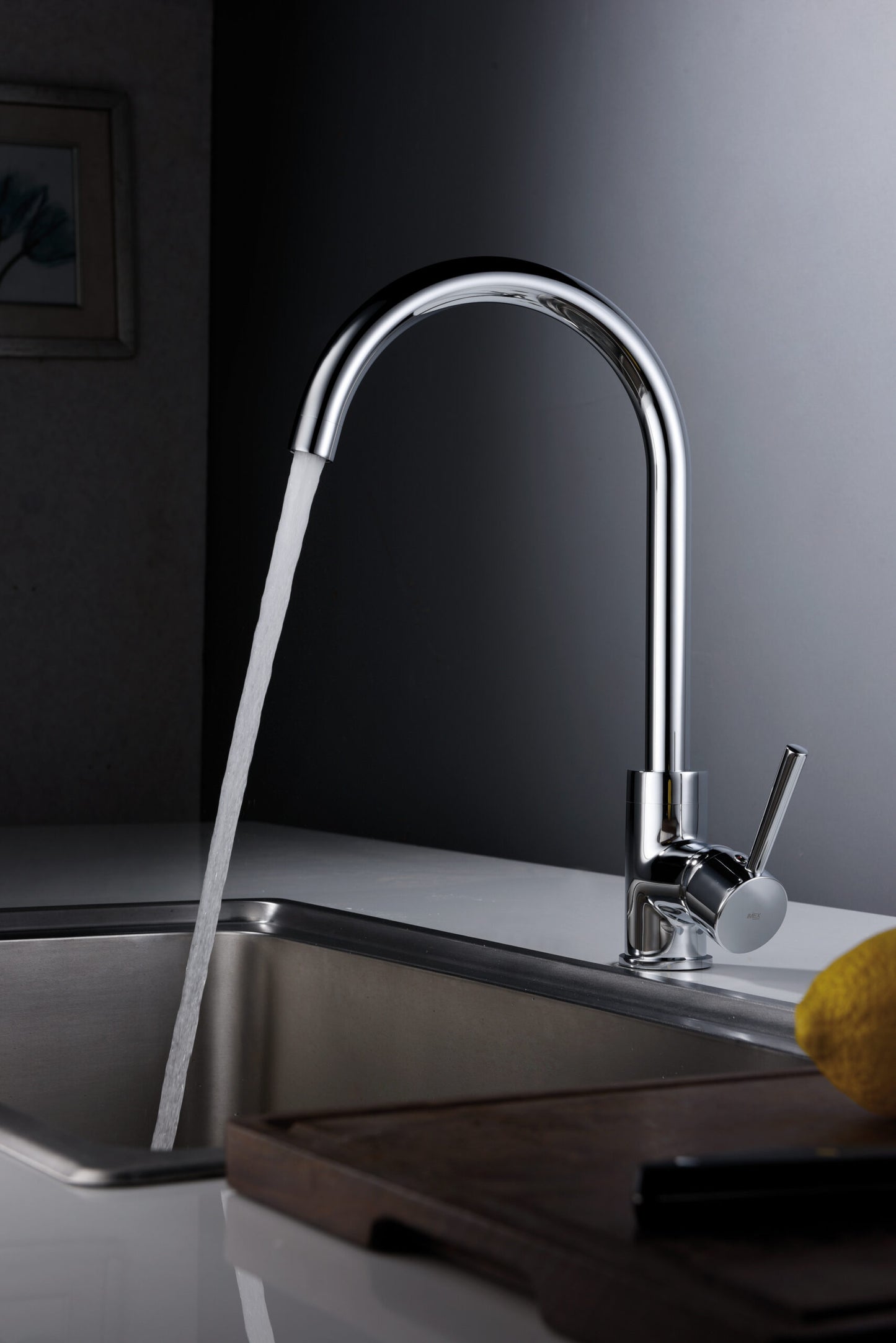 Lyon chrome single-lever kitchen faucet by Imex