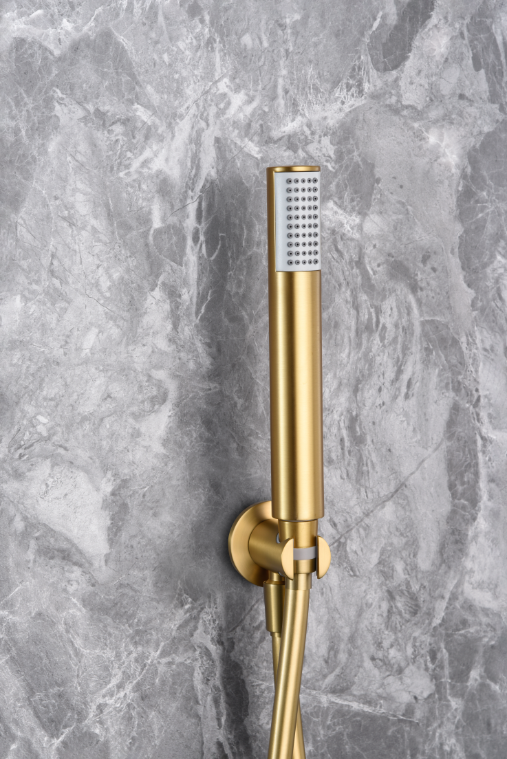 Olimpo brushed gold built-in shower set taps by Imex 