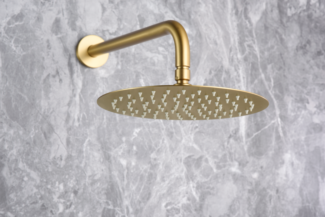 Olimpo brushed gold built-in shower set taps by Imex 