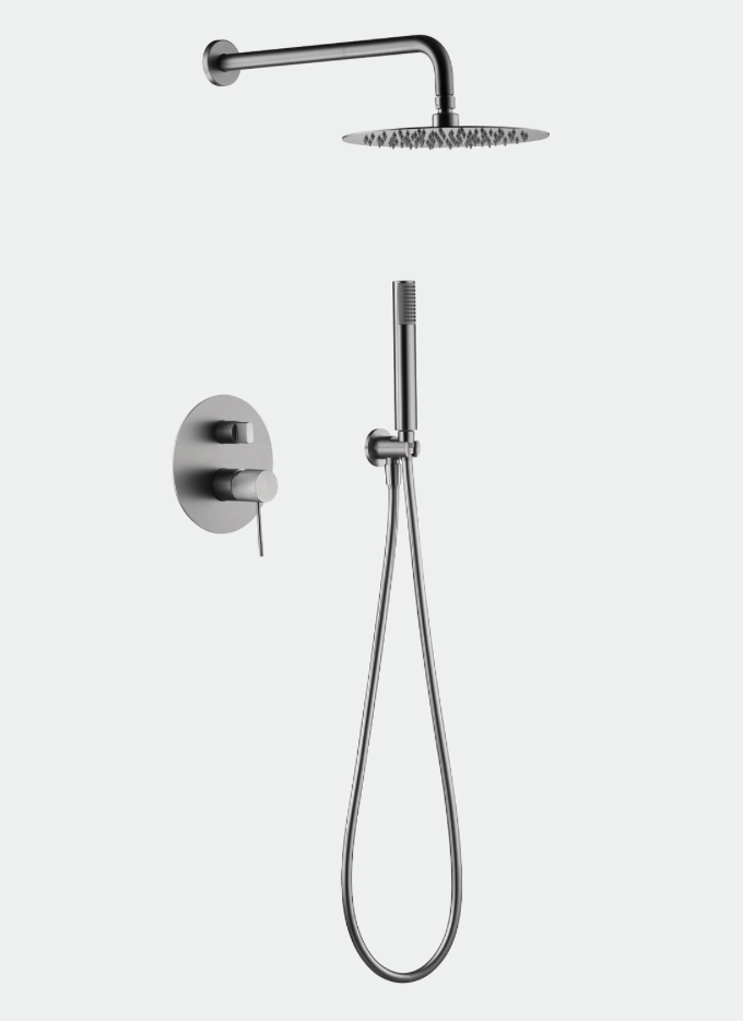 conjunto ducha empotrado Line niquel cepillado