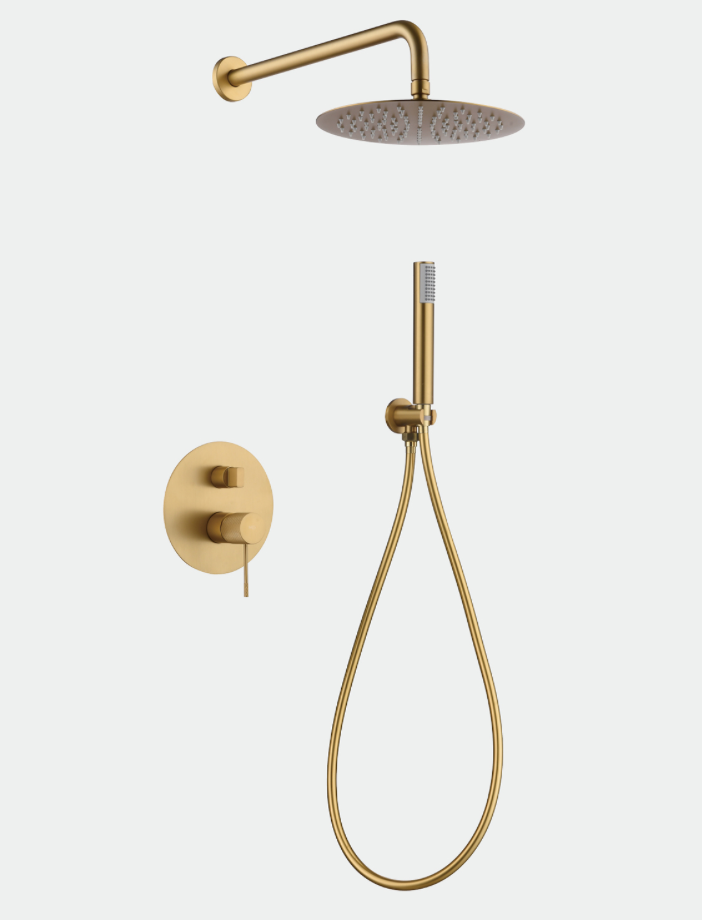 conjunto ducha empotrado Line oro cepillado