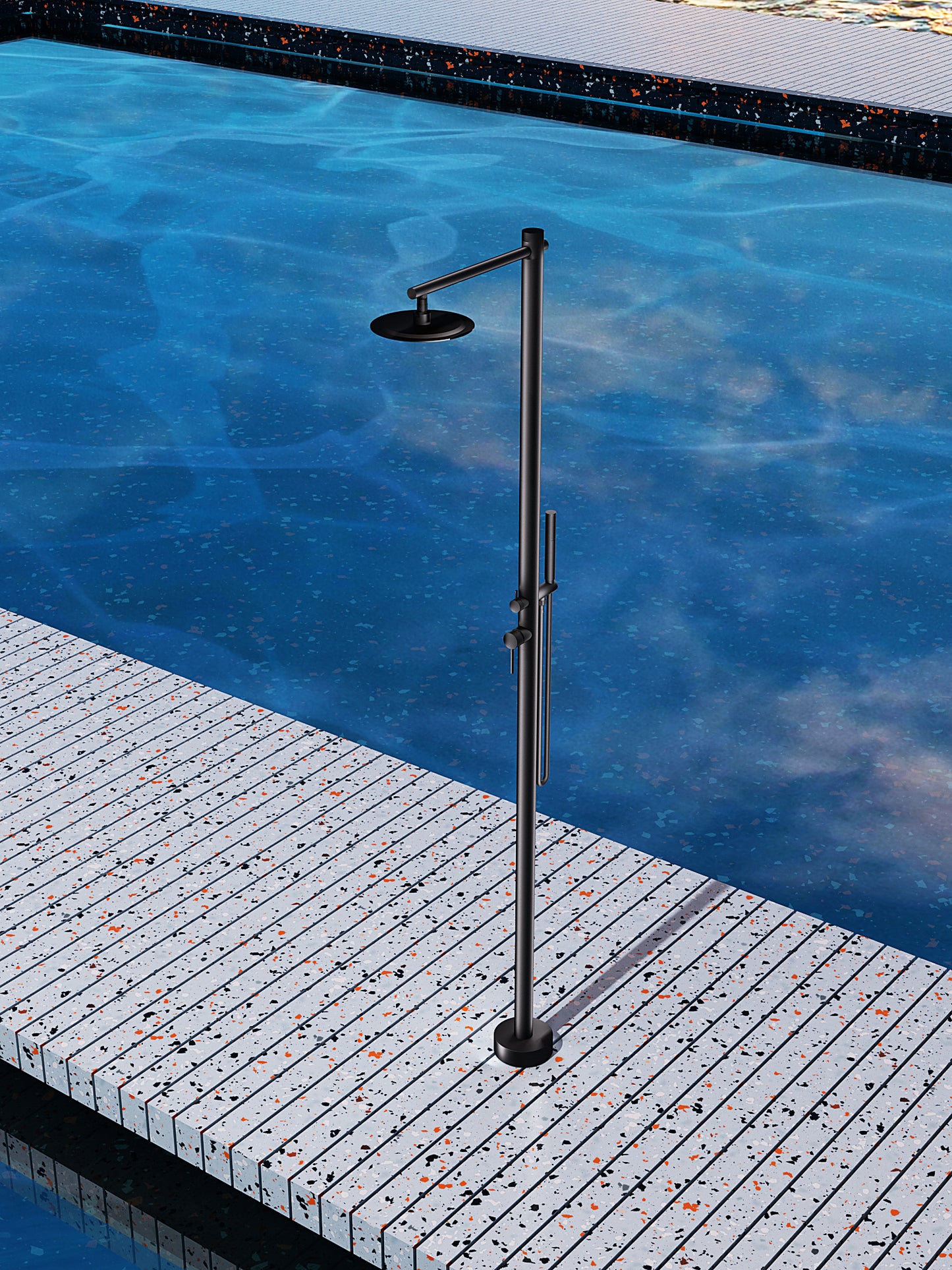 Outdoor Shower Kansas Matte Black | Hot+Cold Single-Handle Mixer | 316 Stainless Steel | Poolimex