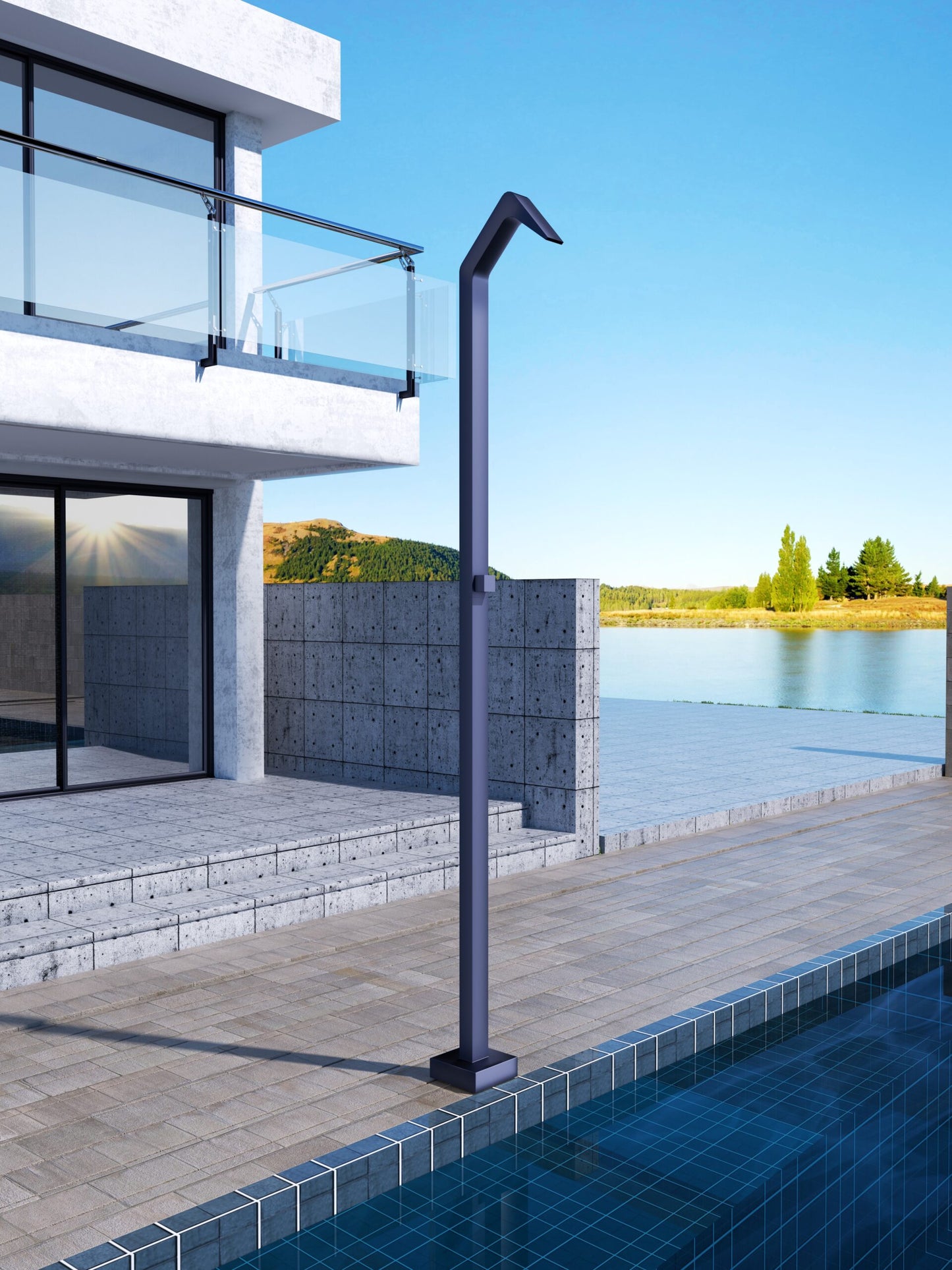 Stainless Steel Outdoor Shower S.316 Niagara Series | Ocean Blue – Poolimex
