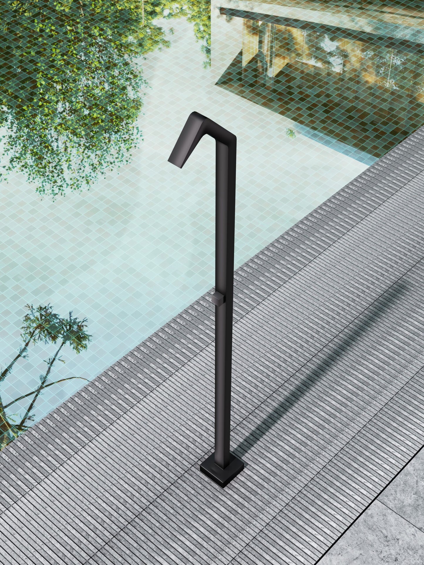 Ducha Exterior Acero Inox S.316 Serie Niagara | Negro Mate – Poolimex