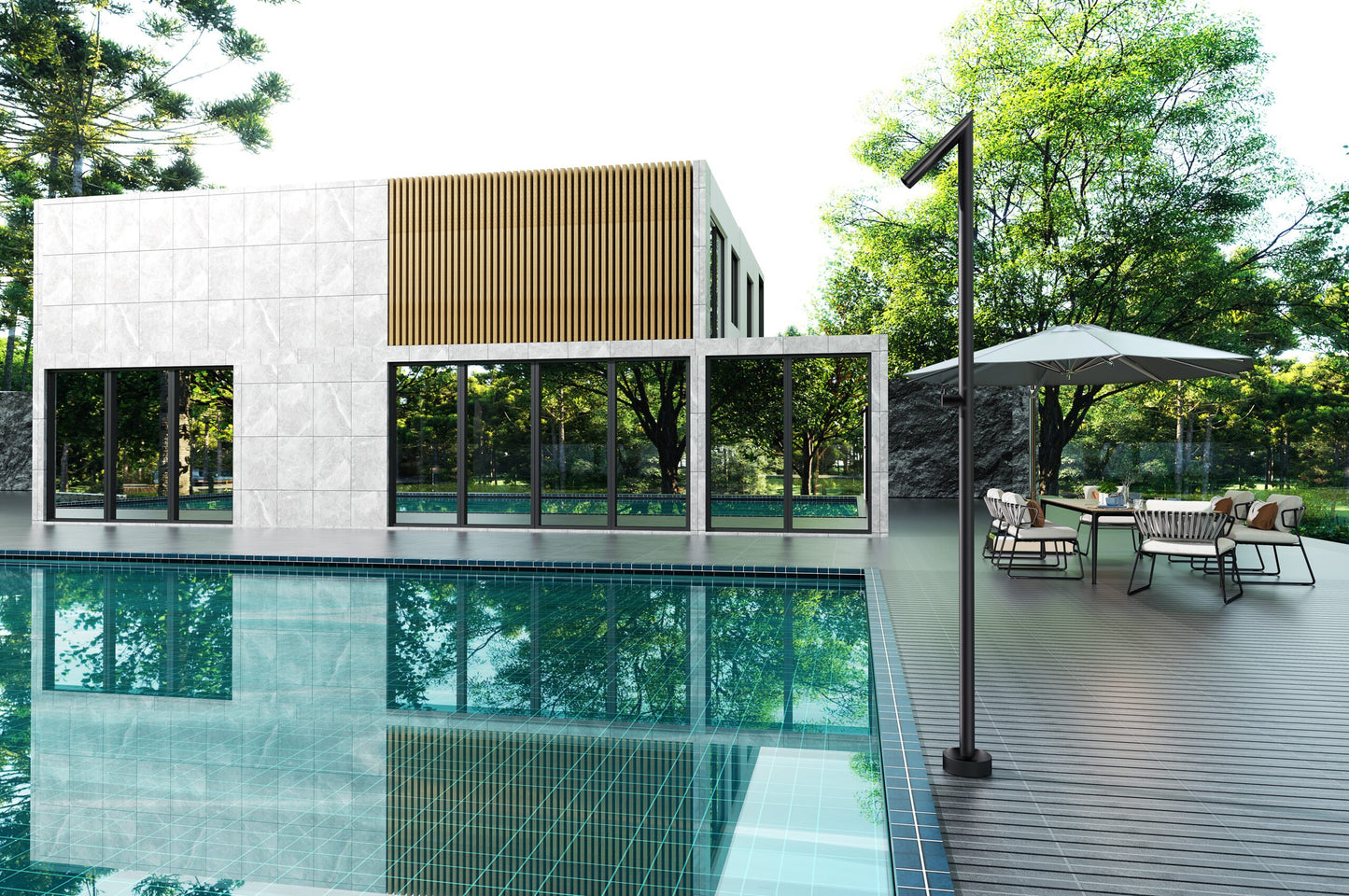 Ducha Exterior Acero Inox S.316 Serie Oklahoma | Negro Mate – Poolimex