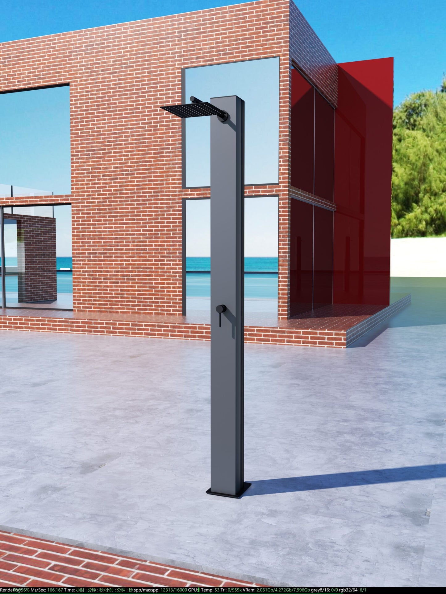 Outdoor Shower Stainless Steel 316 with Accumulator Tank | Phoenix Cobalt Grey Series – Poolimex