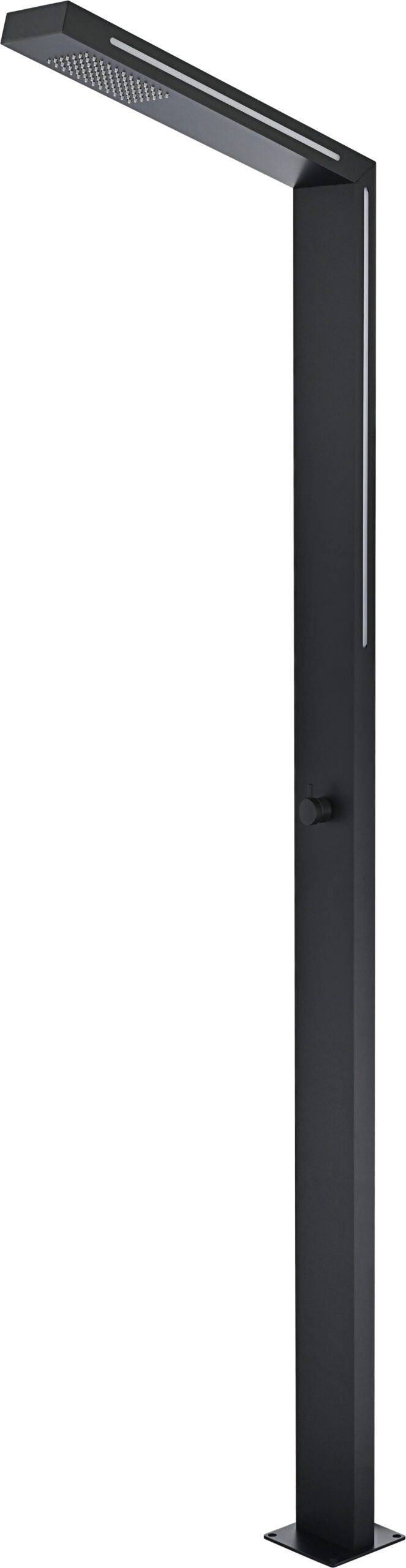 Stainless Steel S.316 Outdoor Shower with LED Light | Sense Matte Black Series – Poolimex