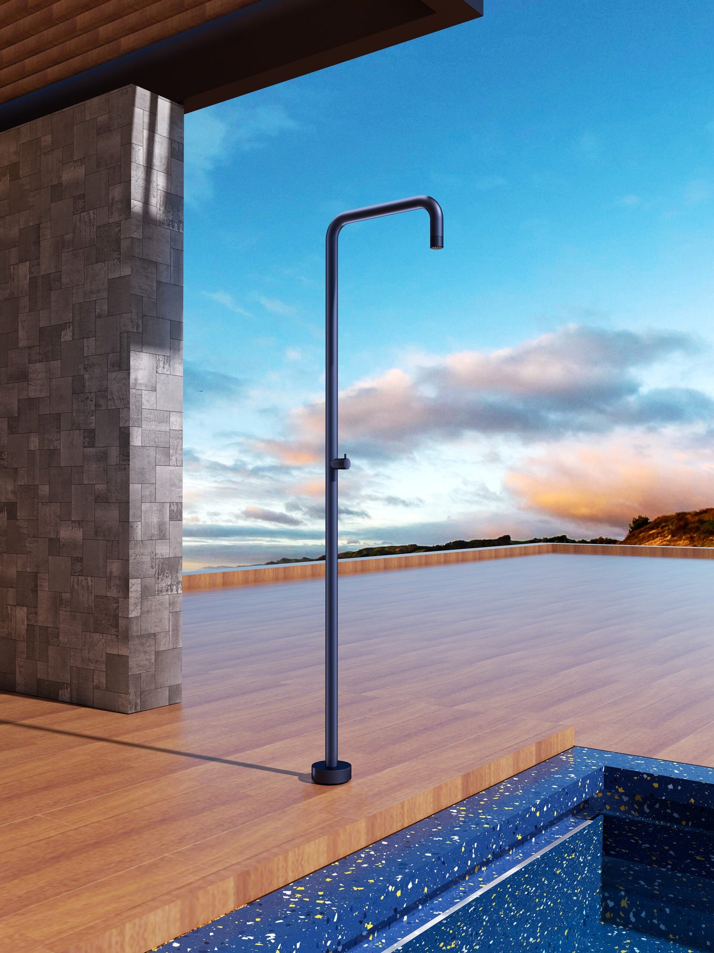 Ducha Exterior Acero Inox S.316 Serie Utah | Azul Océano – Poolimex