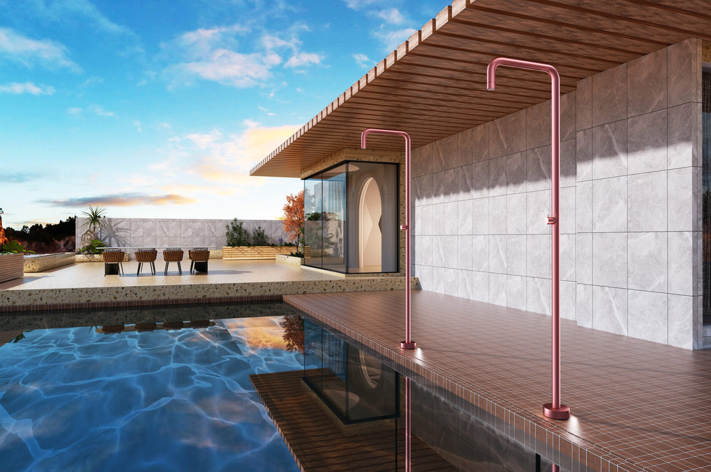 Ducha Exterior Acero Inox S.316 Serie Utah | Rosa Coral – Poolimex