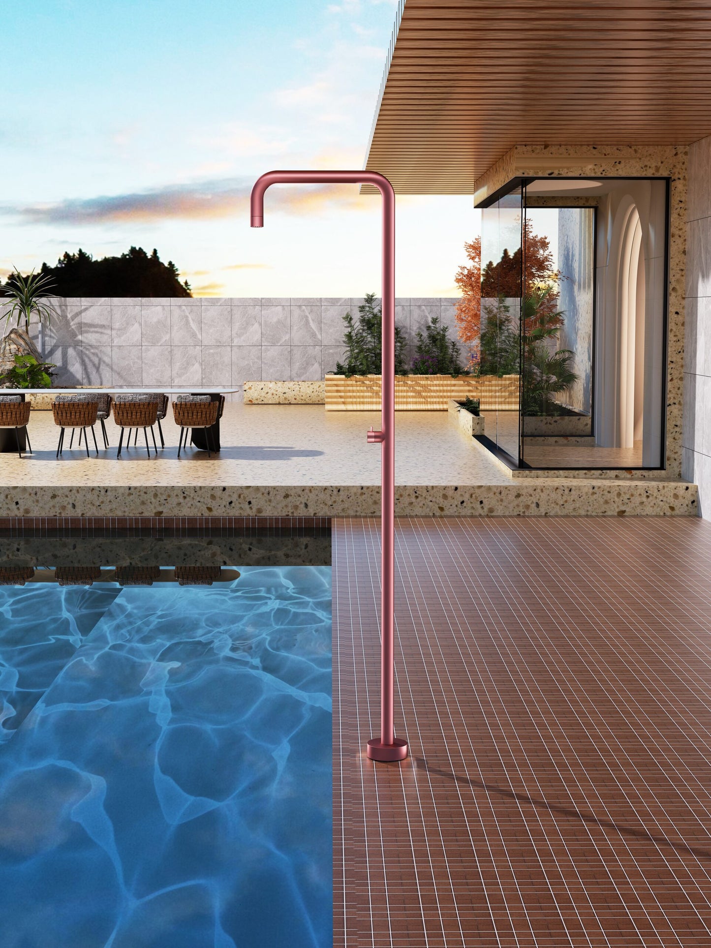 Ducha Exterior Acero Inox S.316 Serie Utah | Rosa Coral – Poolimex
