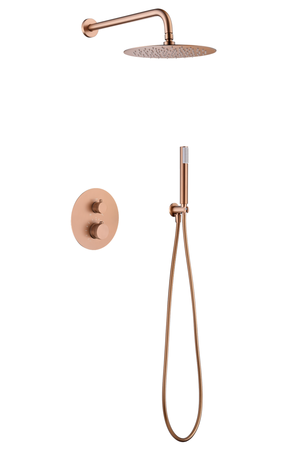 conjunto ducha termostatico empotrado Line oro rosa cepillado