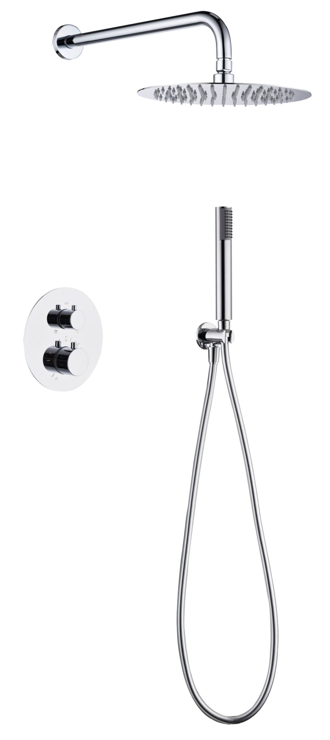 conjunto ducha empotrado termostatico cromado