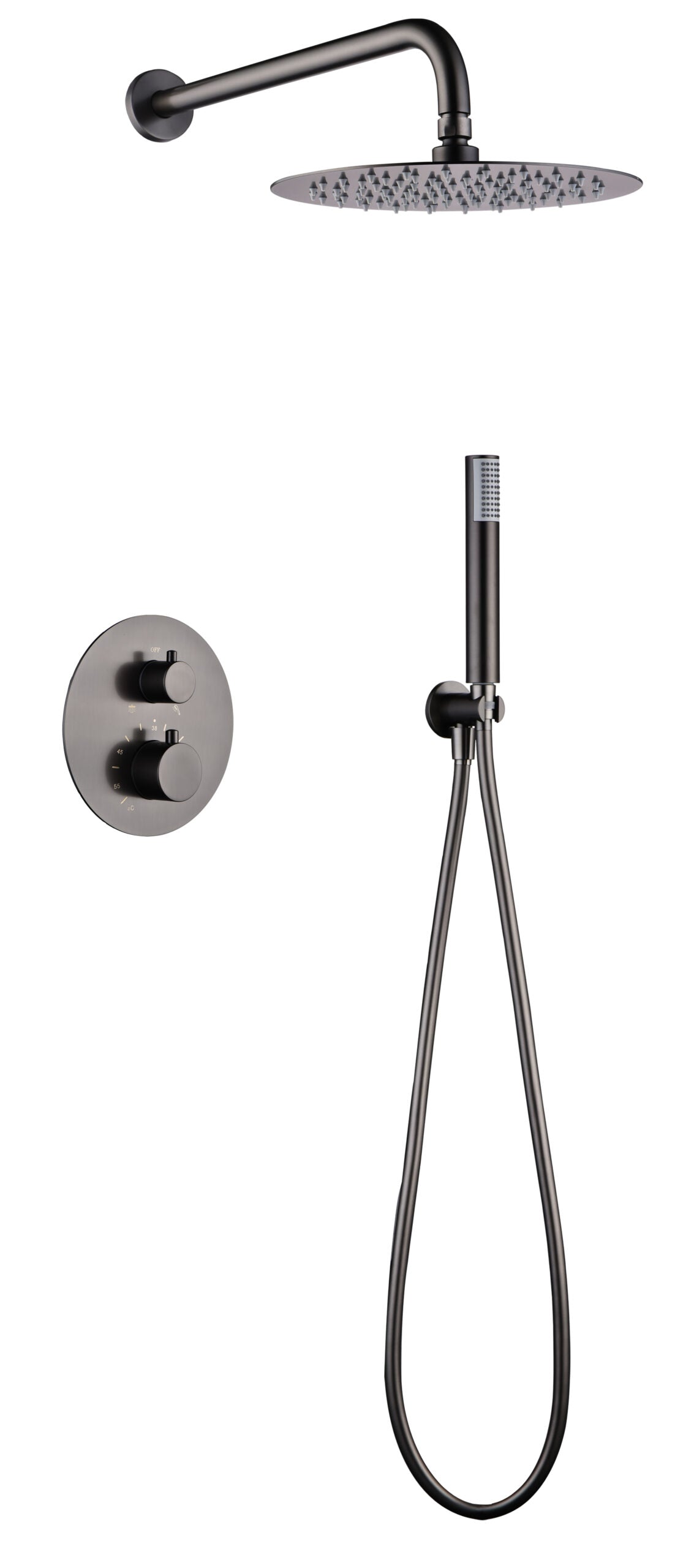 conjunto ducha empotrado termostatico Monza black gun metal