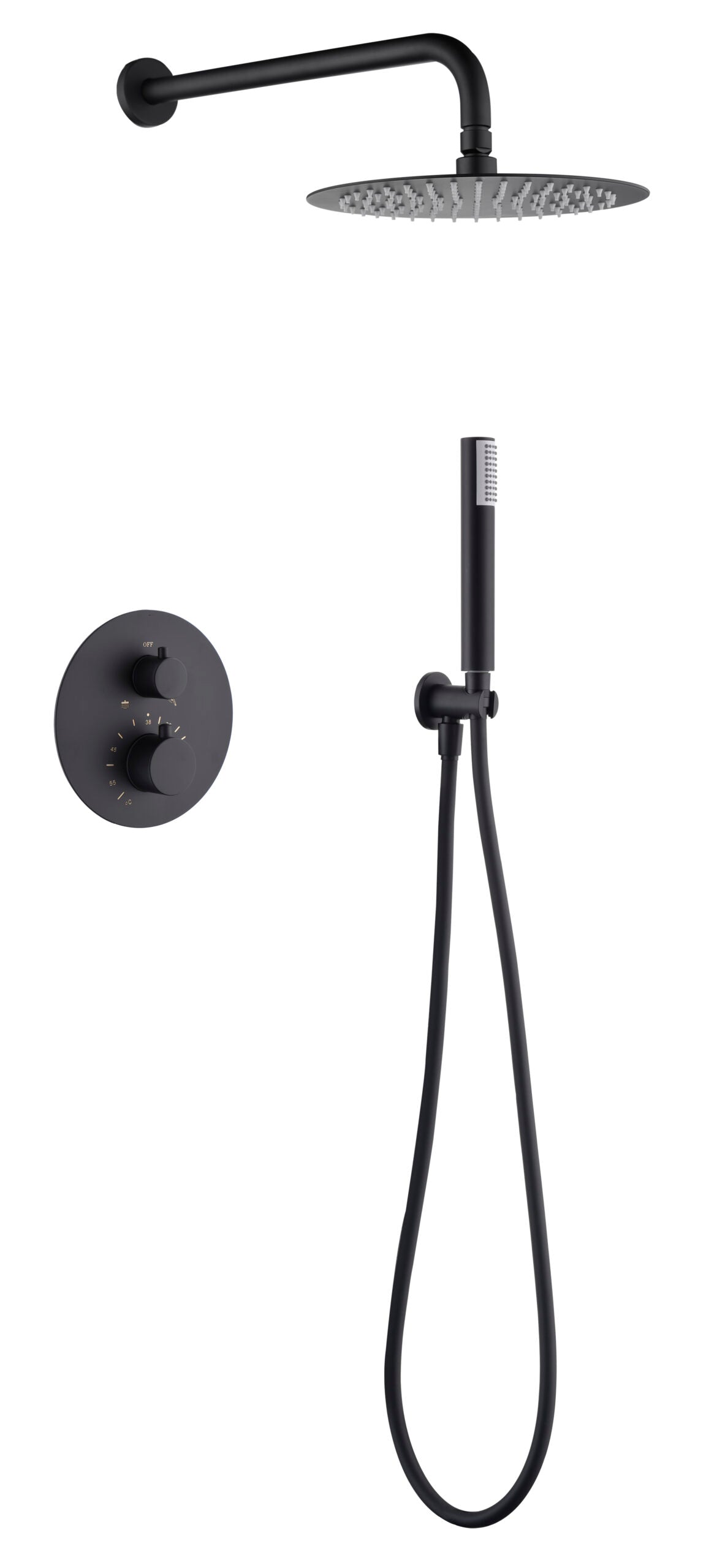 conjunto ducha empotrado termostatico Monza negro mate