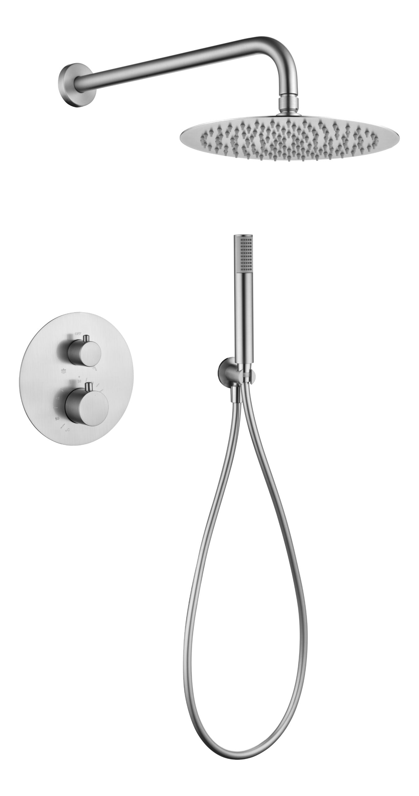 Imex Monza Brushed Nickel Thermostatic Concealed Shower Set Faucet