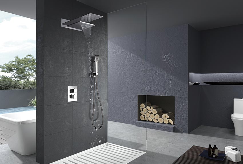 Conjunto ducha termostático empotrado cromado Rodas de Imex