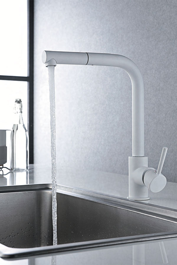 Imex Malta matte white pull-out single-lever kitchen faucet