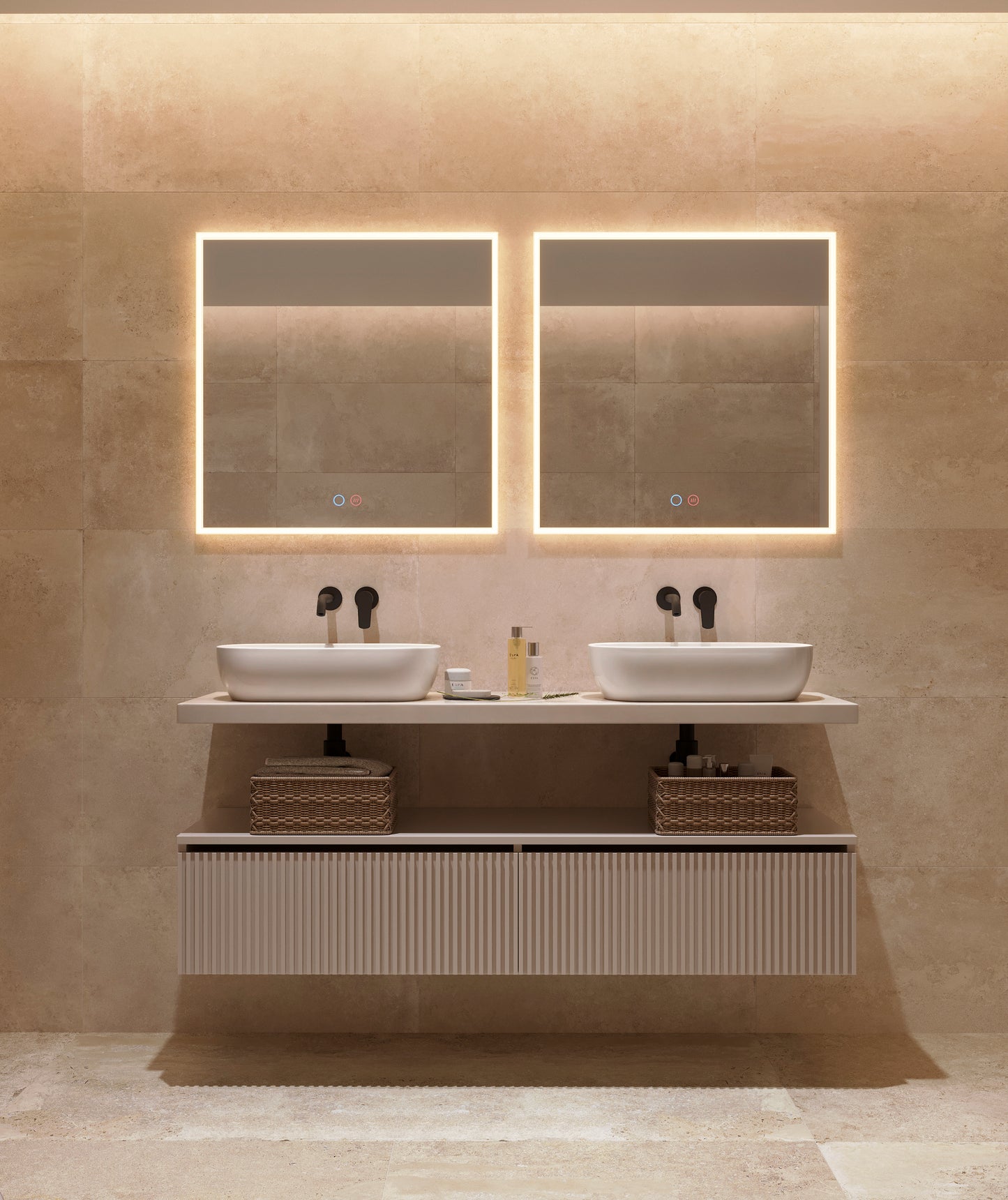 Square bathroom mirror illuminated frame Boston by Ledimex