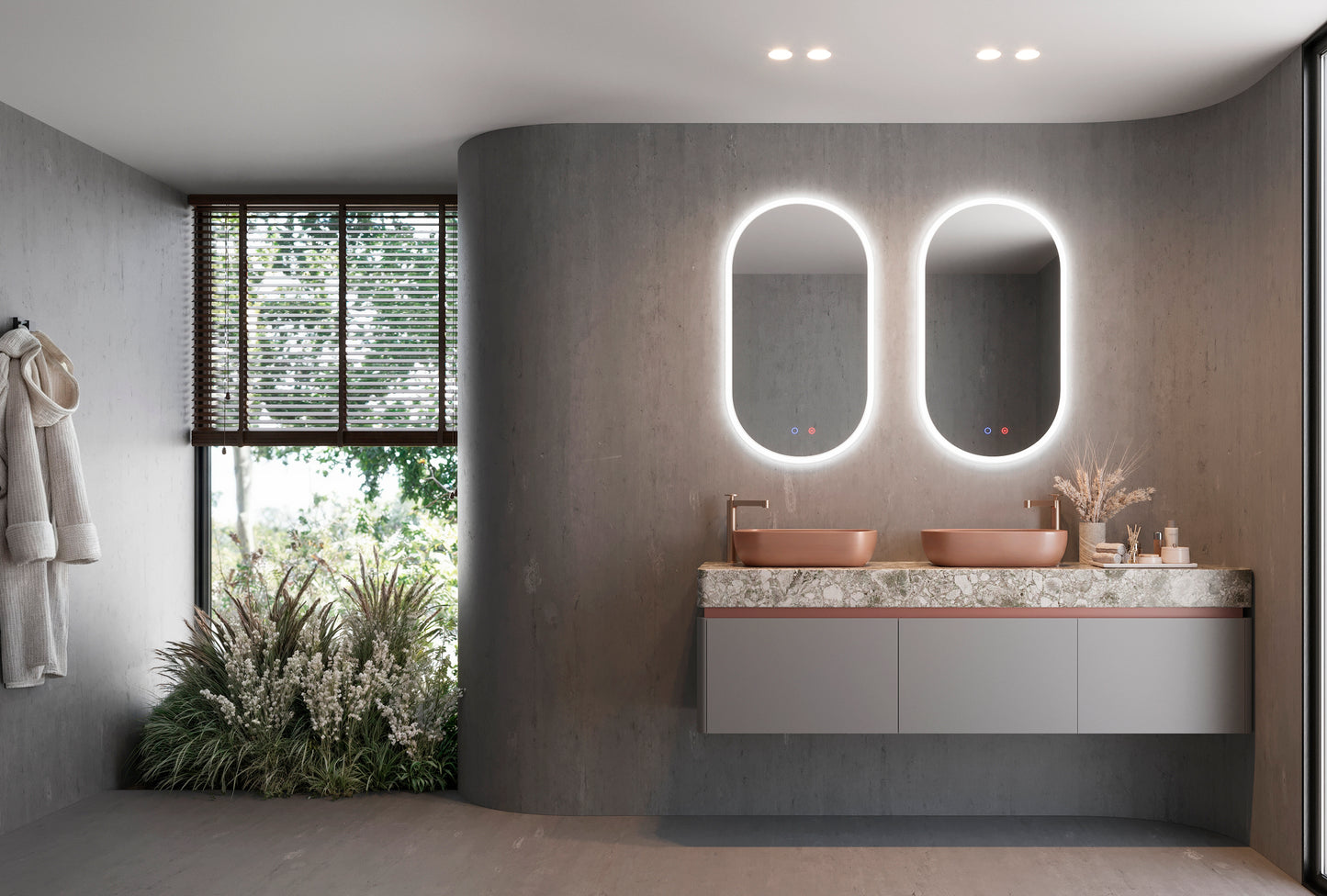 Elliptical bathroom mirror with light in illuminated frame Canada by Ledimex