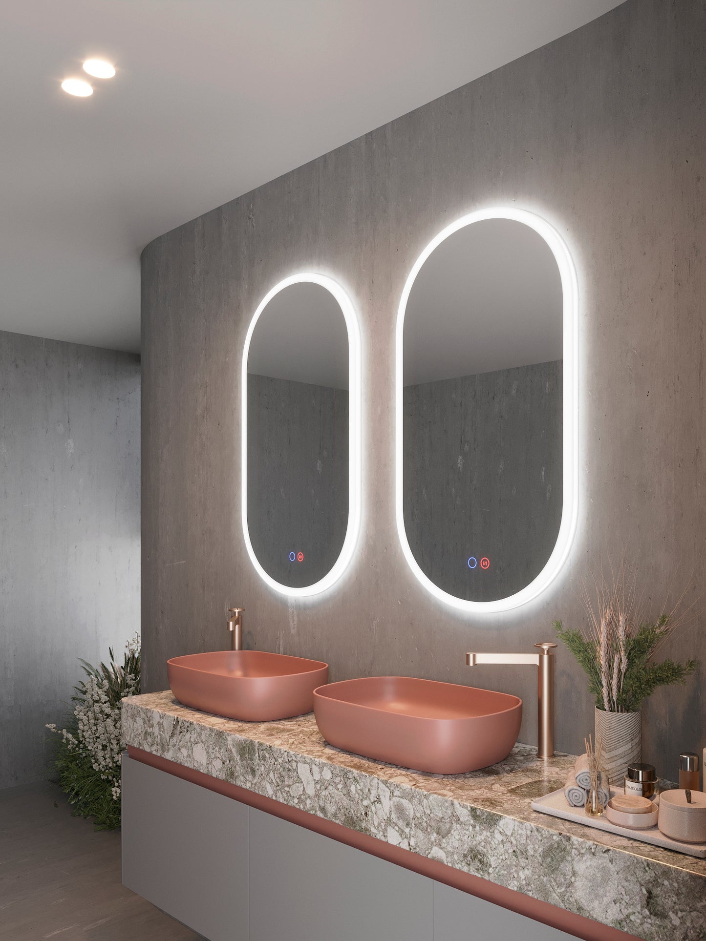 Elliptical bathroom mirror with light in illuminated frame Canada by Ledimex