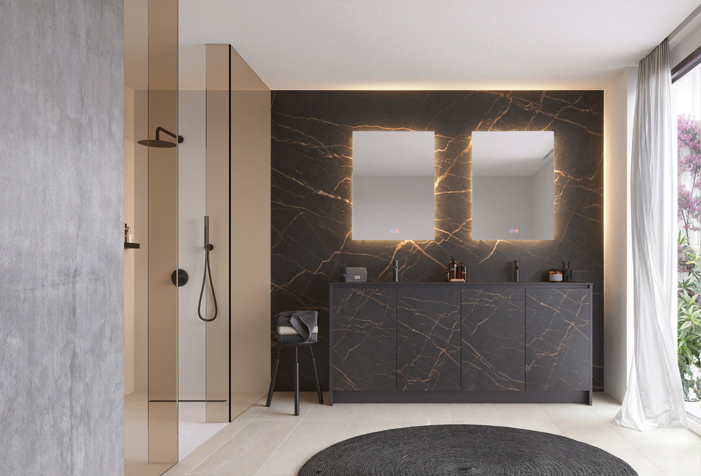 Italia anti-fog backlit square bathroom mirror by Ledimex